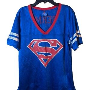 GIRLS DC COMICS SUPERMAN MESH SHIRT Large